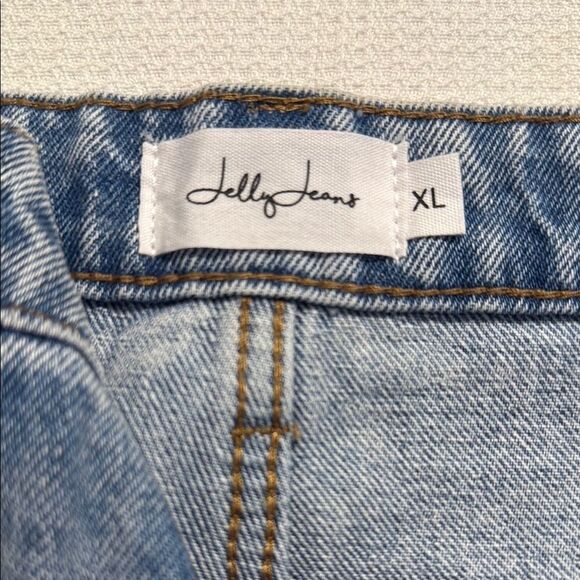 Jelly Jeans Blue 100% Cotton Light Wash Factory Distressed High Rise Denim Short - Picture 13 of 15